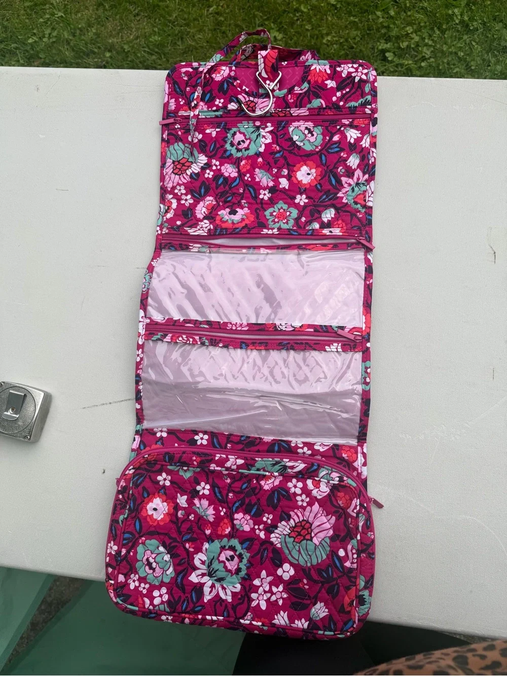 Vera Bradley Magenta Floral Quilted Hanging Cosmetic Organizer